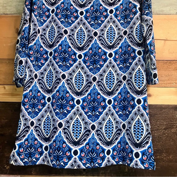 Ann Taylor Loft Blue Printed Long Tunic Women’s Dress Size XS Shift Dress - Picture 4 of 15